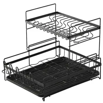 

1 Pc Dish Drying Rack Double Layers Storage Rack Multipurpose Dish Rack Plates Cup Tableware Bowl Shelf