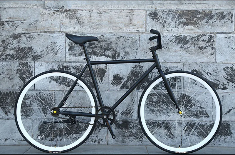 Велосипед 26 дюймов дорожный велосипед с фиксированной передачей для мужчин и женщин стиль взрослого обучения жизнь Летающий вниз тормоз велосипед твердые шины гоночный - Цвет: Black and White