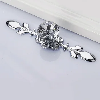 

Silver Crystal Glass Pull Handle Knobs Luxurious Decors For Drawer Cabinet Door