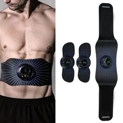 EMS Abdominal Muscle Belt Arm Leg Muscle Training Stimulator Fitness Equipment Sliming Massager Unisex (Blue Charging Belt Type)
