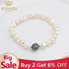 ASHIQI настоящий натуральный пресноводный барочный жемчуг браслеты для женщин серебряные бусины 925 пробы ювелирные изделия подарок