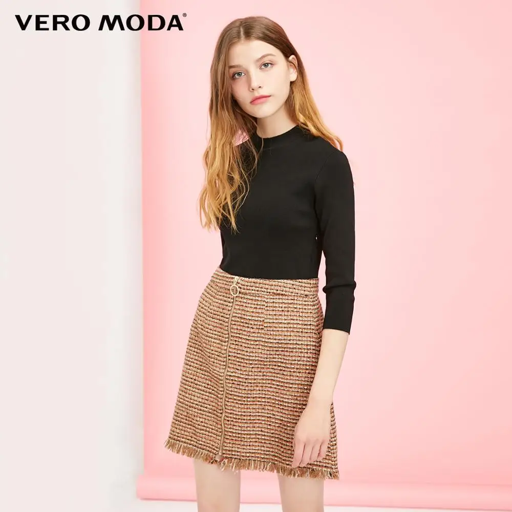 Vero Moda женское OL Стиль сплайсинга шерсть трикотажное платье | 319146509