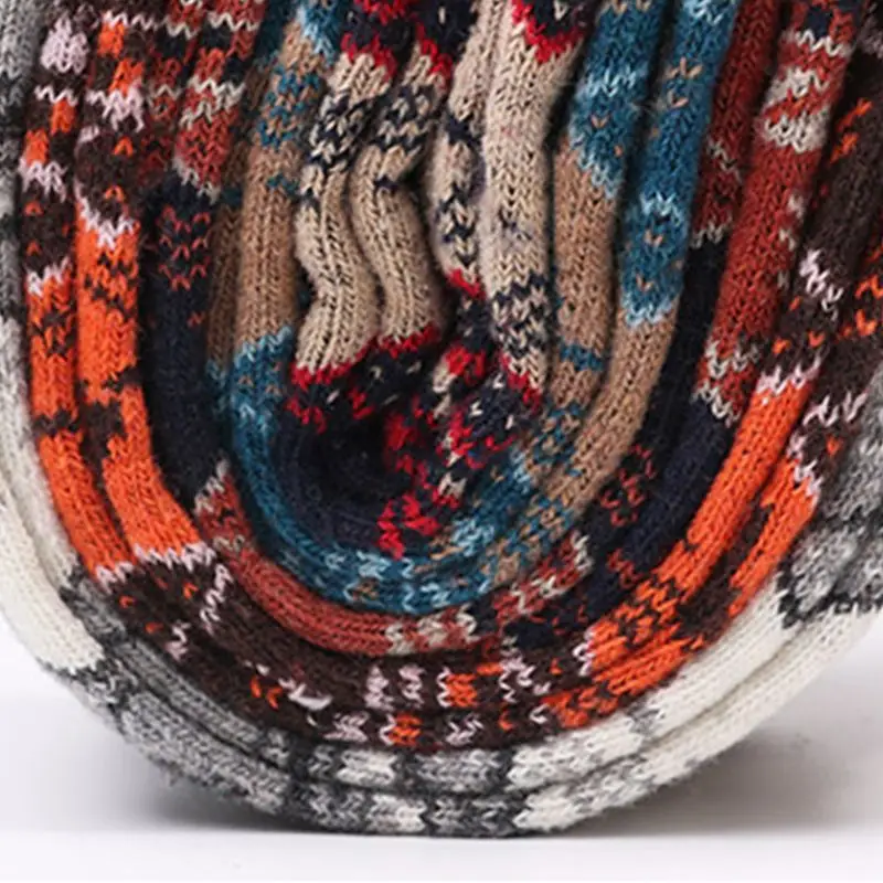 5 пар, женские зимние утепленные вязаные носки, этнический принт с рождественским лосем, чулочно-носочные изделия