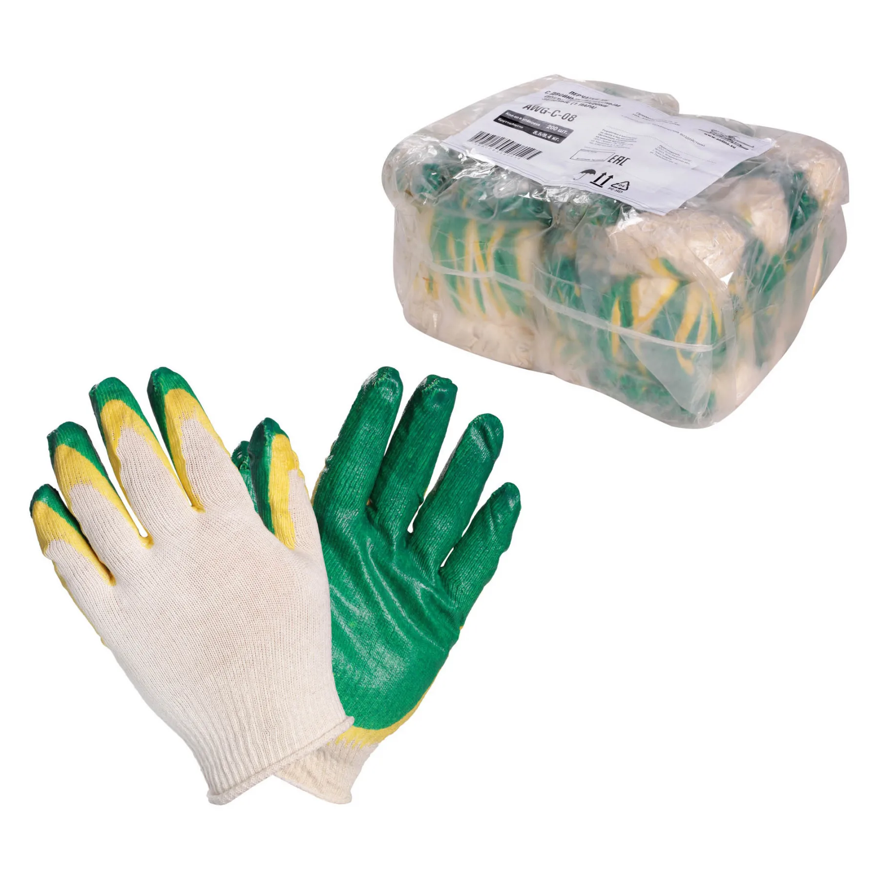 HB gloves with double latex coating of Palm green 13 Grade (K-T 5 pairs) airline awg-c-09 | Безопасность и защита