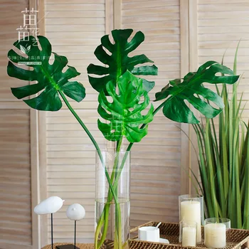 

70-80-90-100cm Large Long Green Artificial Monstera Leaves Tropical Palm Tree Leaves Home Garden Hotel Decoration Fake Plants