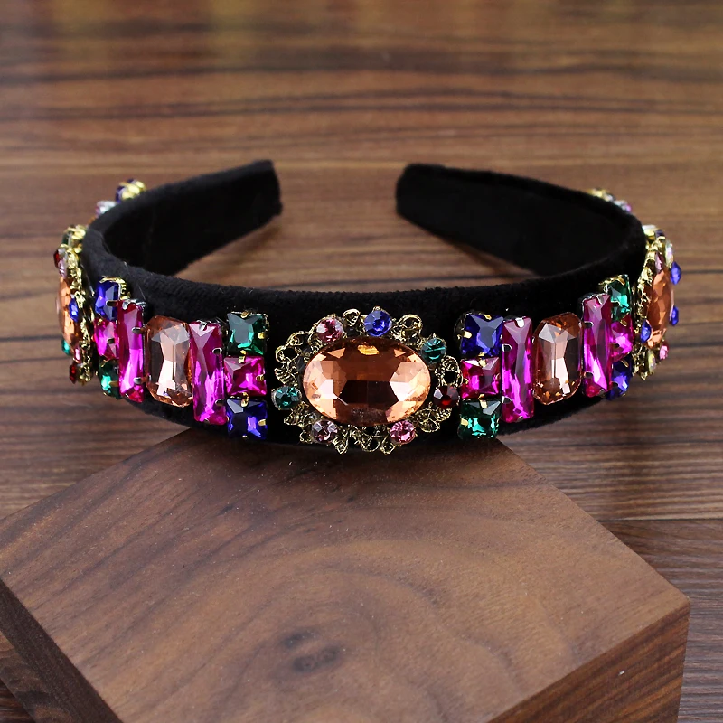 Hair Accessory Jewelry Accessories Sparkly Colorful Crystal Vintage Headband Diamante Baroque Hairband for Women Girls Luxury Hair Jewelry Rhinestone Accessories