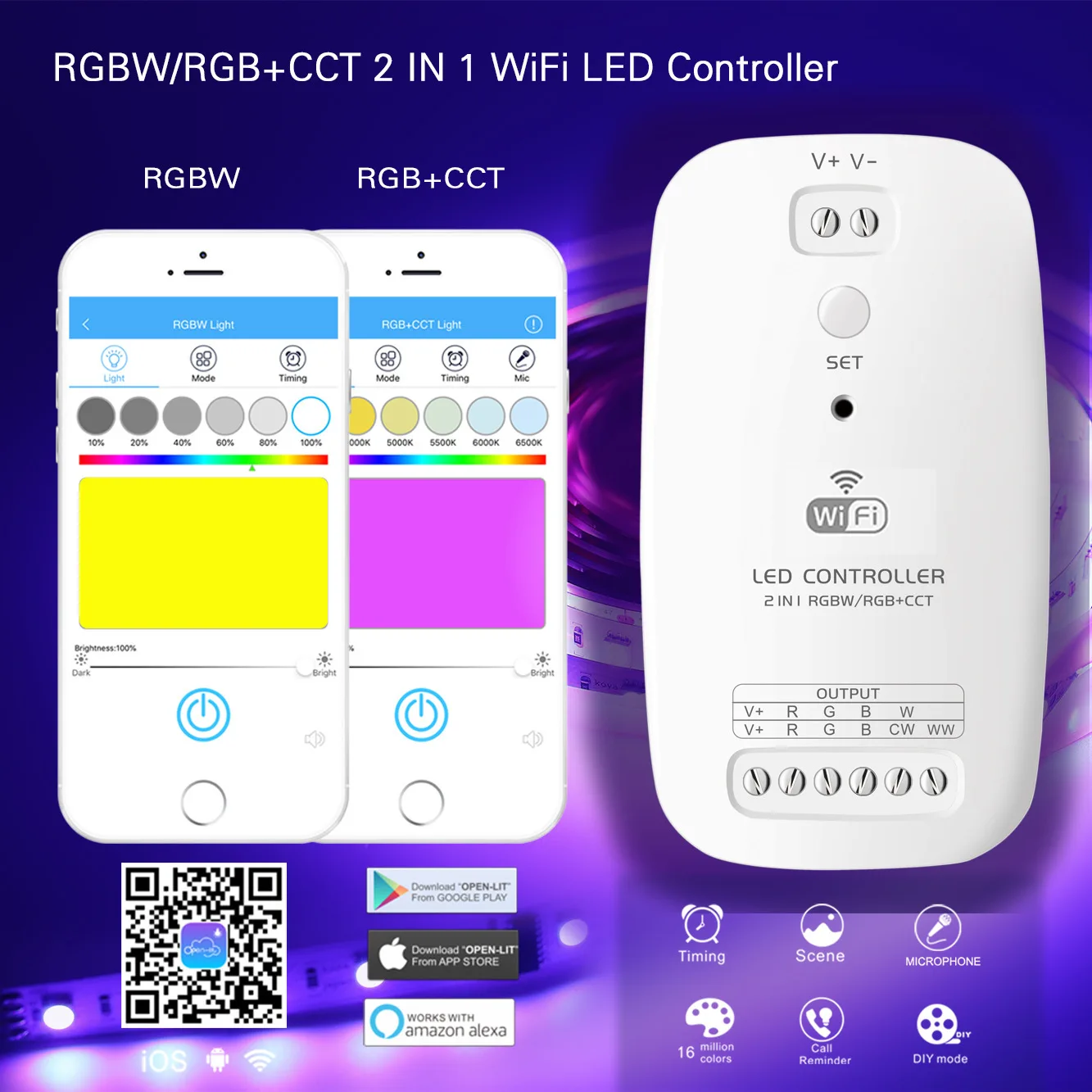Пульт дистанционного управления для светодиодной ленты RGBW/RGB + CCT 2 в 1 9 В 12 24 | Лампы