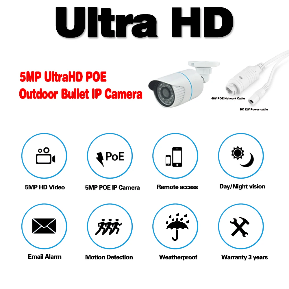 H.265 IP камера 5MP металлический корпус IP66 водонепроницаемый уличный для видеонаблюдения POE IP камера ночного видения безопасности видеонаблюдения ONVIF P2P