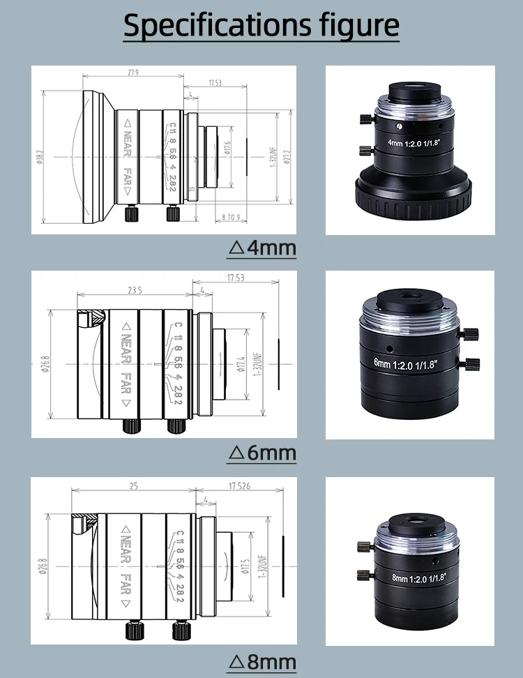 5MP Manual Iris Lens 4mm 6mm 8mm 12mm 16mm 25mm 35mm 50mm 75mmFixed Focal F2.0 1/1.8Inch C Mount Lightweight Machine Vision Lens - Famidy.com