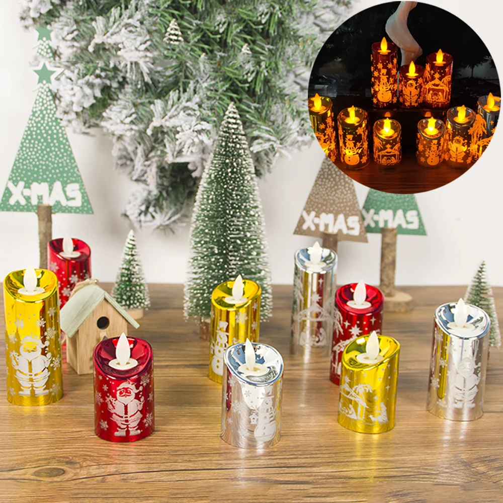 Рождественский светильник-Свеча на батарейках, вечерние, атмосферный декор, светодиодный, электронный