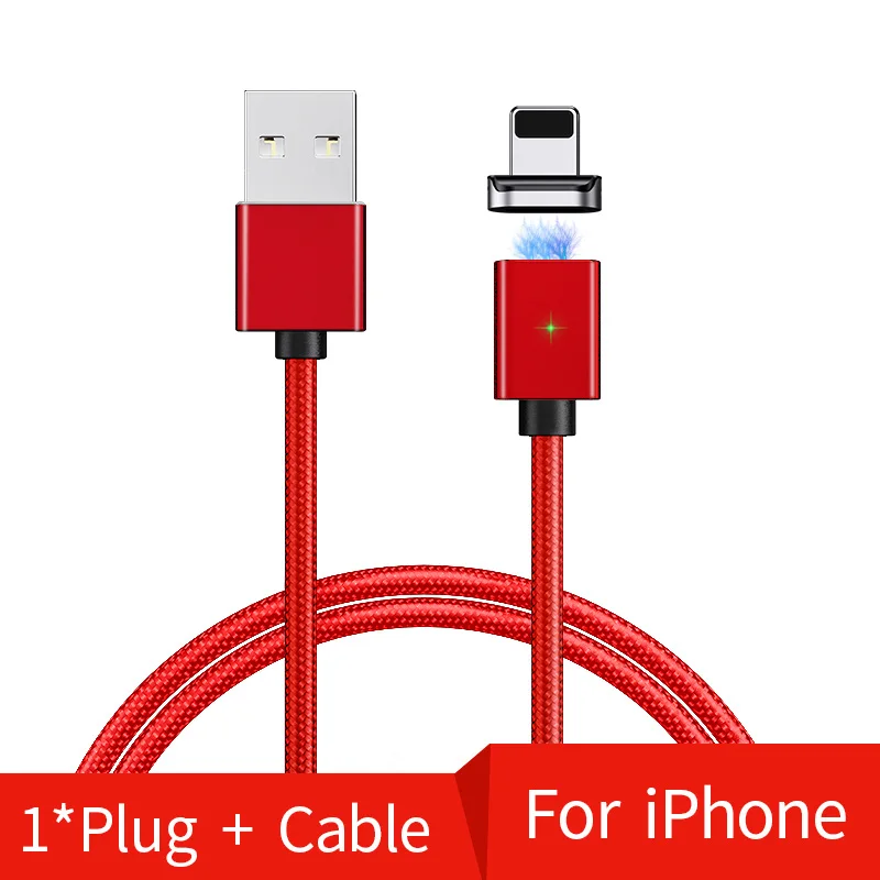 OLAF Magnetic Micro USB Cable For iPhone Samsung Type-C Fast Charging Magnet Cable Charger Adapter USB Type C Mobile Phone Cable - Цвет: Red for iphone