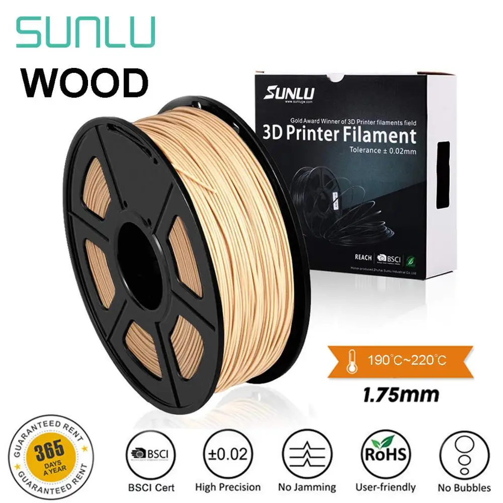 

1.75mm Wood Fiber 3D Printer Filament Environmental Printing 3D Filament 1kg With Spool Close Real Wood Effect Crafts Consumable