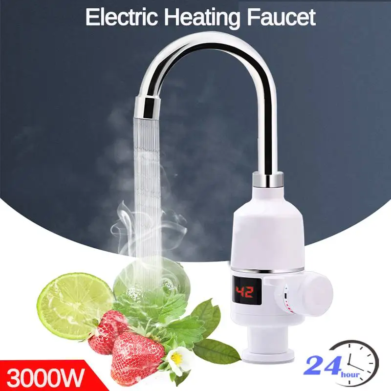 

3000W Tankless Electric Water Heaters Kitchen Bathroom Instant Hot Water Tap Heater Faucet Instantaneous Cold Heating Taps 220V