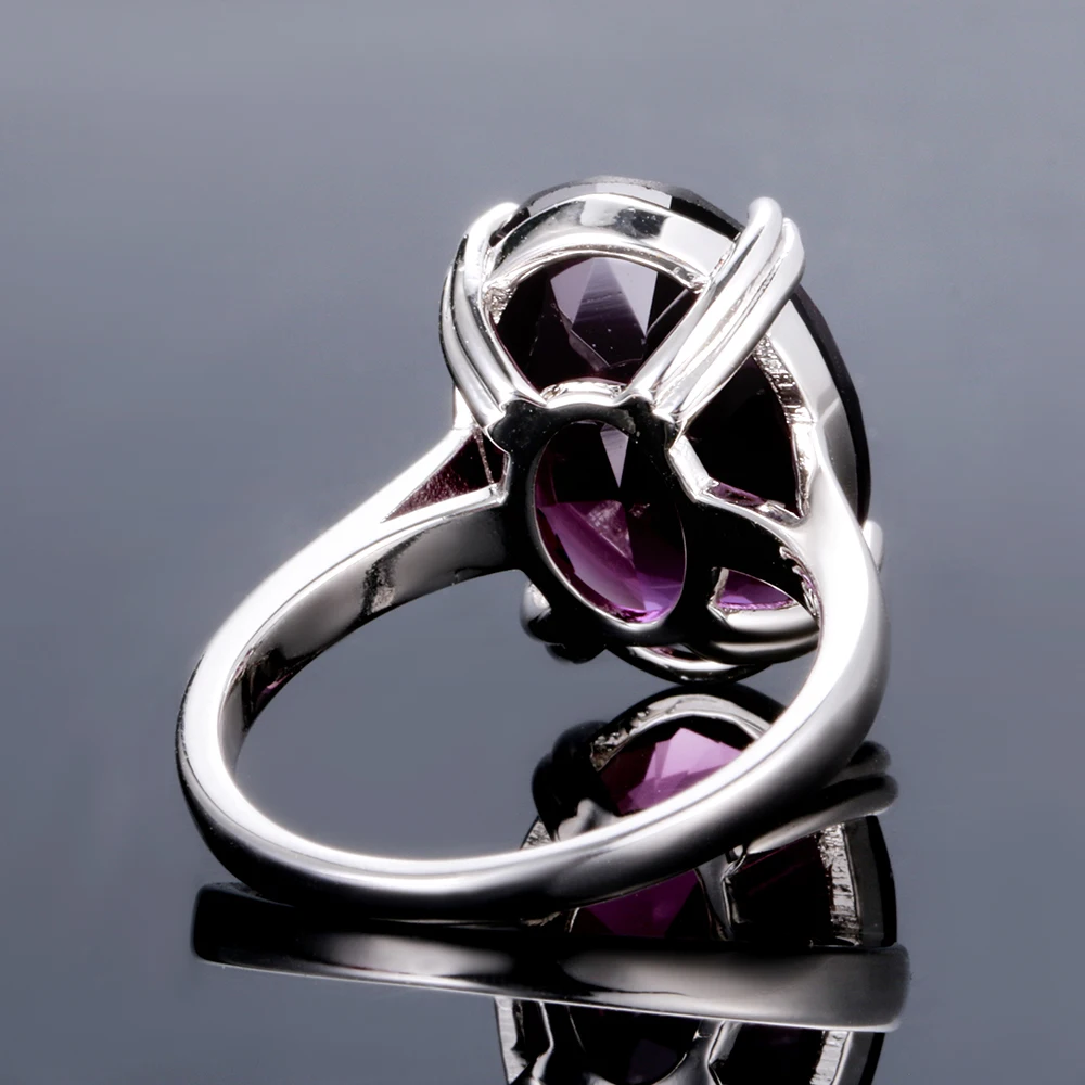 925 Silver Ring Natural Amethyst Oval 13MMX18MM Jewelry For Women Fashion Anniversary Gift silver rings,silver ring