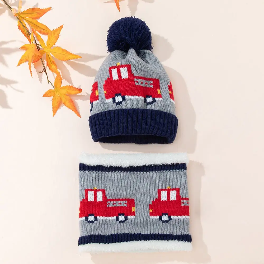 2pcs/set Cute Kids Clothes Thicken Plus Velvet for 0-4 Years Winter Keep Warm Ear Cap Hat Scarf Set Children Baby Hats | Аксессуары для