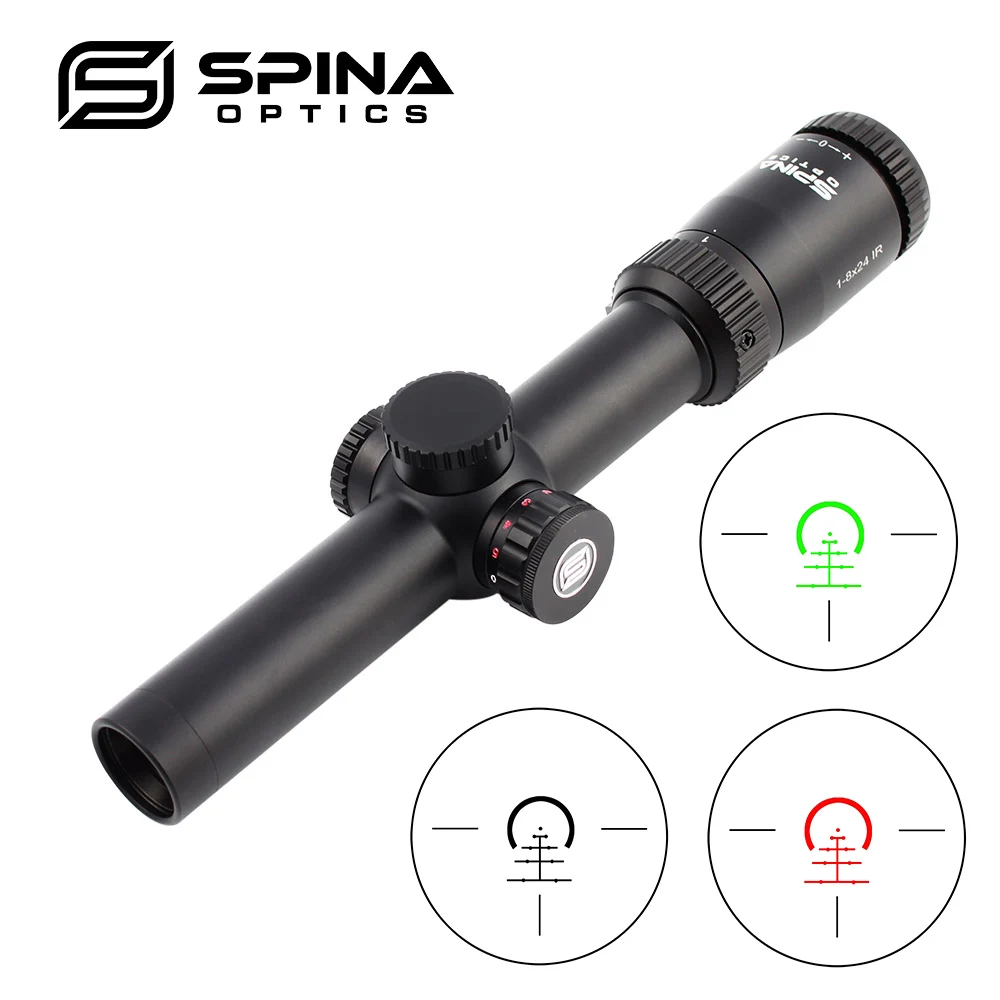 Оптический прицел Spina Optics 1 8x24 с длинным глазом для винтовки 1/2 MOA подсветкой и