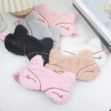 Plush Sleeping Eye Cover Dream Night Plush Fox Hair Sleep Mask Cute Animal Blindfold Fashion Eyes Bandage Aid Band Women Men Nap