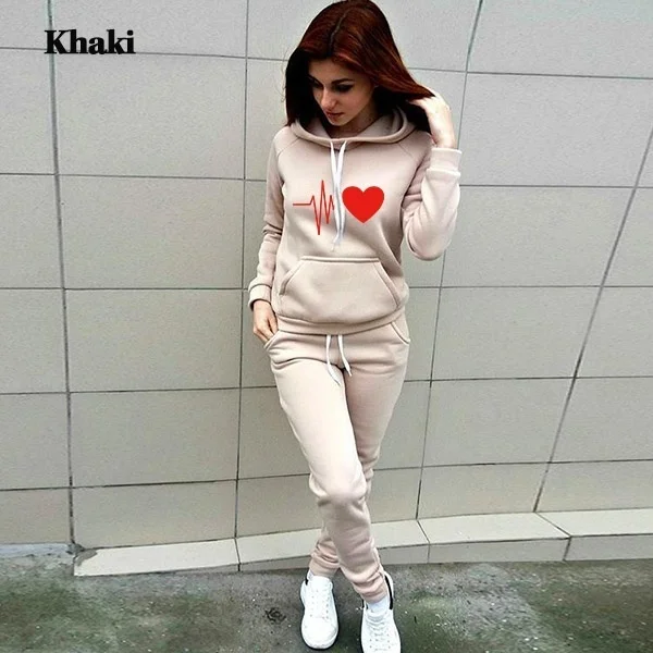 Casual Tracksuit Women Two Piece Set Suit Female Hoodies and Pants Outfits 2021 Women's Clothing Autumn Winter Sweatshirts New pink pant suit