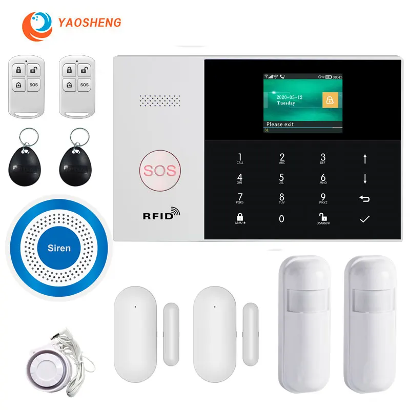 

WIFI GSM smart Home Security Alarm system with mini siren Motion Sensor APP Control LCD Touch Keyboard GPRS wired Wireless alarm