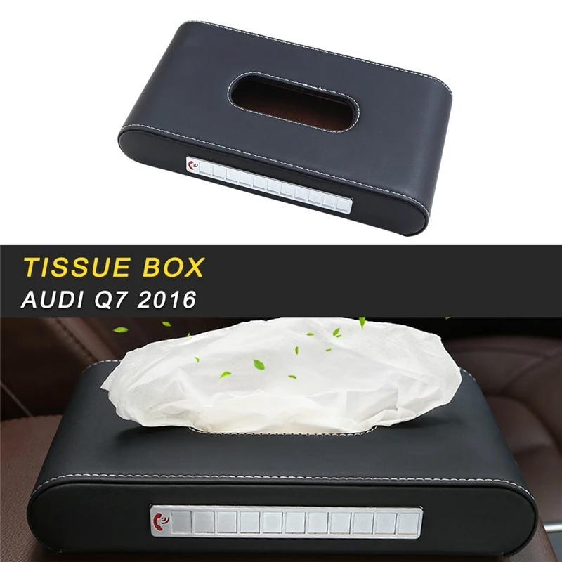 

Leather Tissue Box Napkin Paper Container Case Interior Accessories for Audi A4 A5 A7 A6 A8 Q3 Q7 Q5 Car Styling