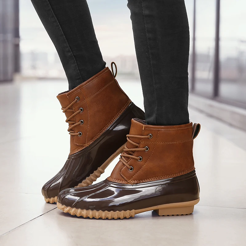 Best STS Women Snow Boots Winter Plus Velvet Keep Warm Duck Boots Mid Rubber Ladies Rain Boots Waterproof Non Slip Women Casual Shoes