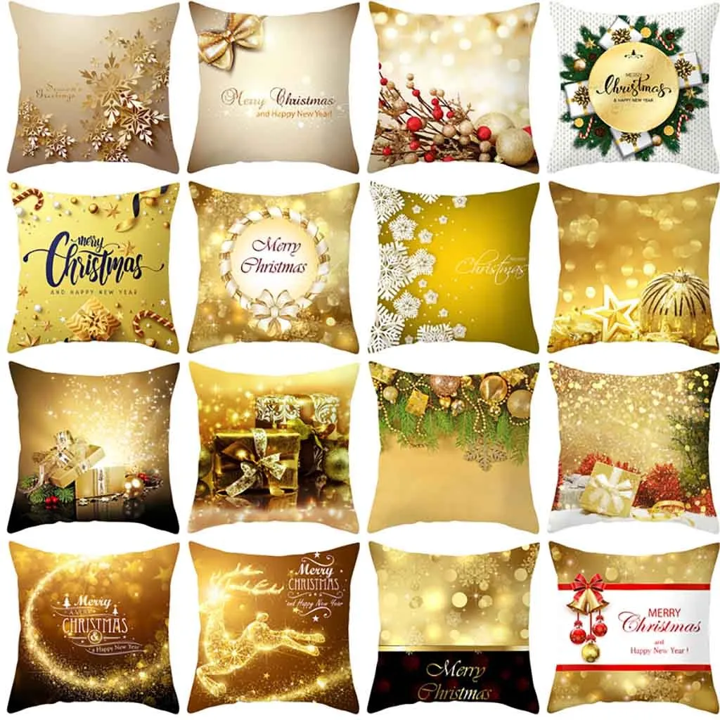 

2019 New Christmas Pillow Case Glitter Polyester Sofa Throw Cushion Cover Home Decor #YC917