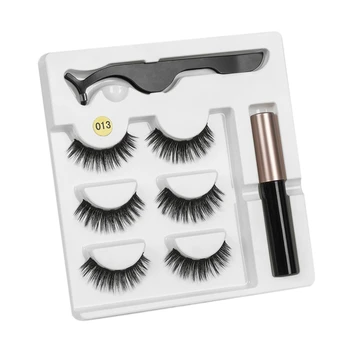 

3 Pairs netic Eyelashes with 1Pc netic Liquid Eyeliner with 1Pc Tweezers Waterproof Long Lasting Eyelashes Extension False