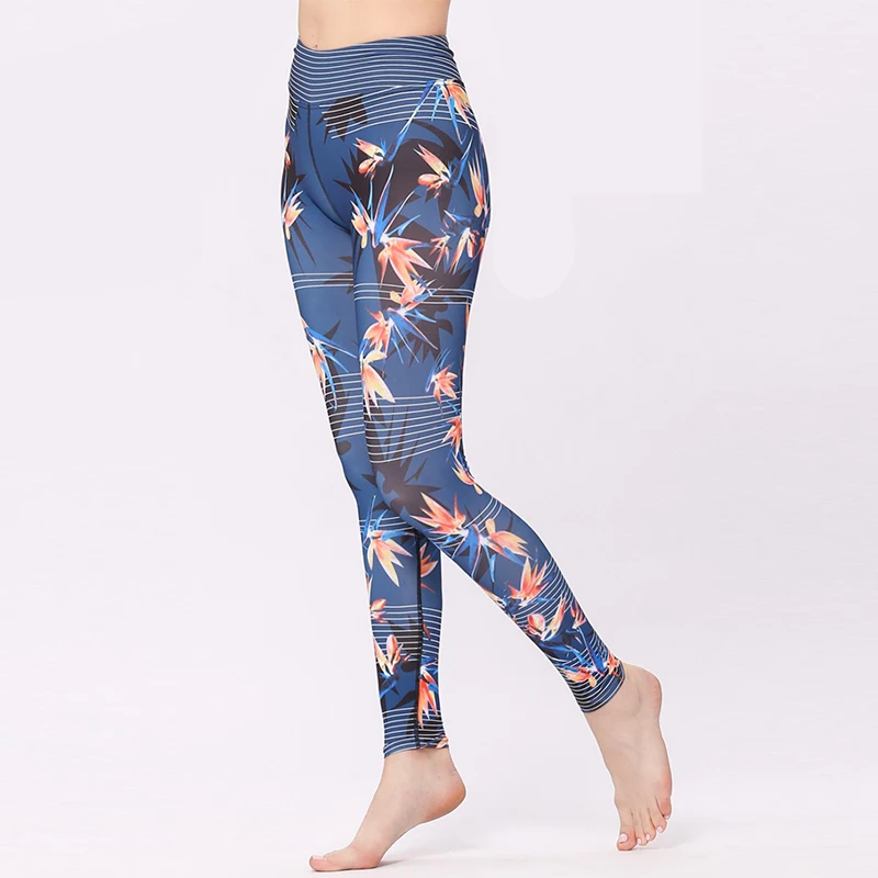 Custom Print Yoga Pants Leaf Pattern 