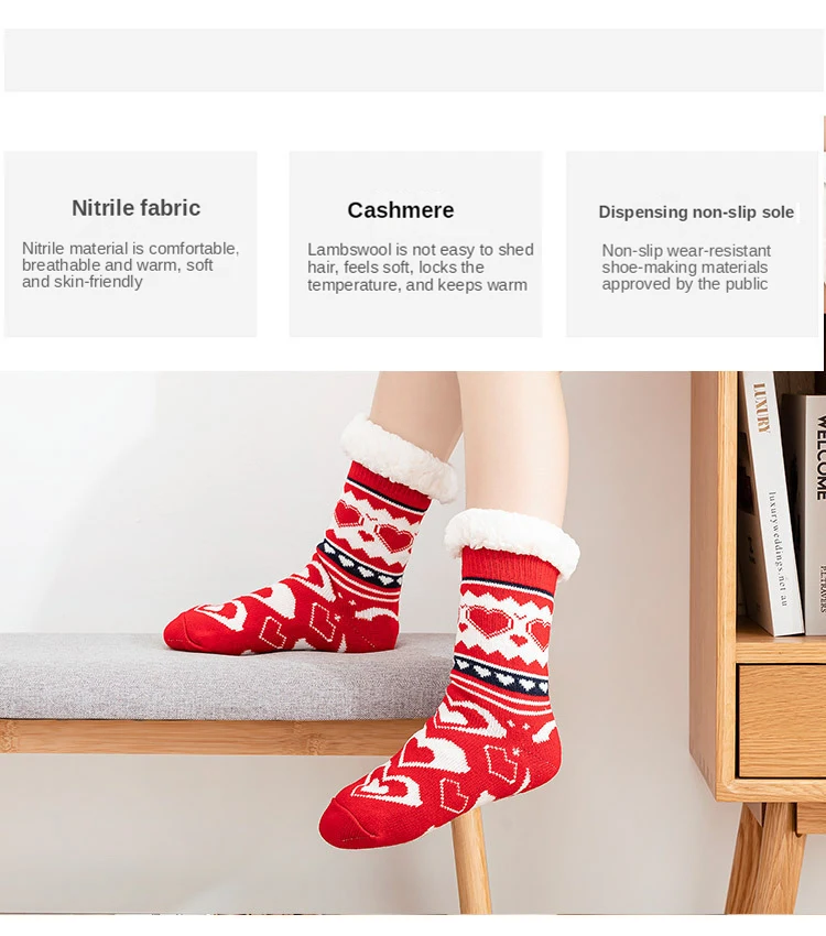 Description Picture 5 of itemFuzzy Thermal Socks Women Winter Funny Cat Dog Sloth Cute Kawaii Non Slip Cartoon Sleeping Soft Comfy Female Floor Slippers Sock
