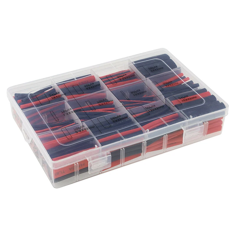 560pcs/set Black & Red 2: 1 Ratio Heat Shrink Tube Heat Shrink Tubing Assortment Durable Insulated Shrinkable Tube