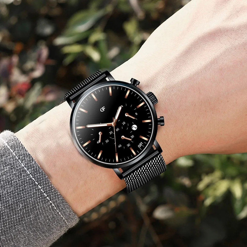 

New Fashion Men Watches Analog Quartz Watch High-End Simple Calendar Men's Watch Quartz Stainless Steel Watch Relogio Masculino