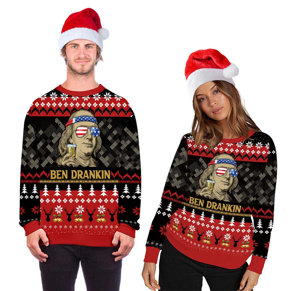 Unisex Men Women Xmas Christmas Jumper Santa Novelty Sweater Pullover Sweatshirt