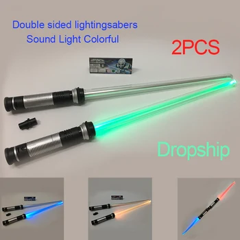 

2Pcs/Set Flashing Sound Lightsaber Toys Colorful Cosplay Props Kids Double Sword Light Saber Toy For Children Christmas Gifts
