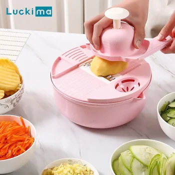 

New Portable Vegetable Shredder Cutter Slicer Multifunction Manual Mandoline Chopper Cheese Carrot Potato Grater Draining Basket