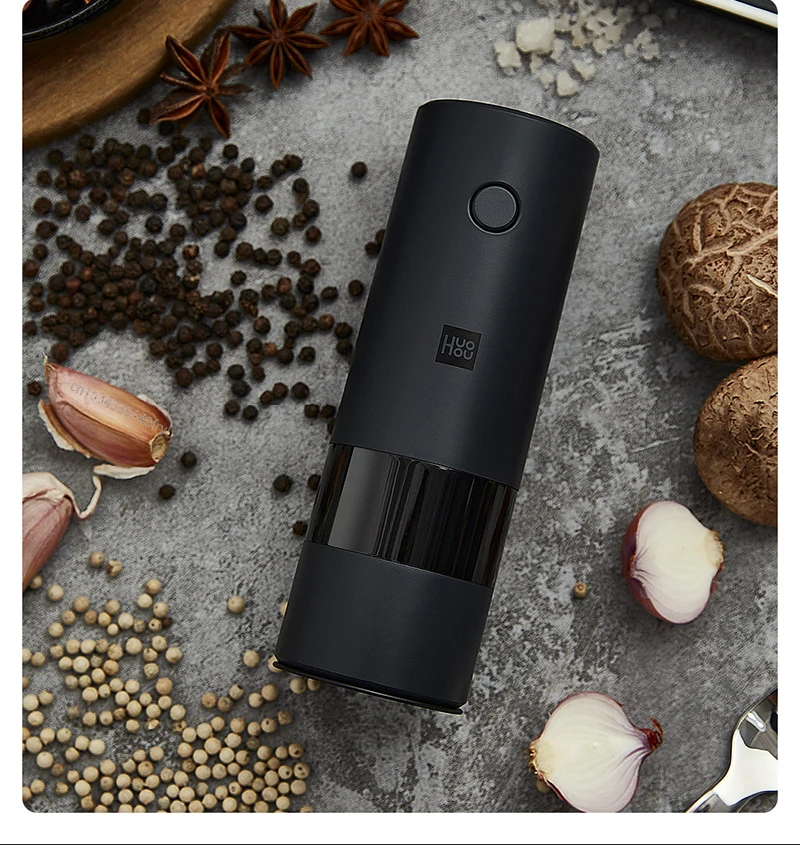 Huohou-Elétrica Automática Pepper and Salt Grinder, Luz