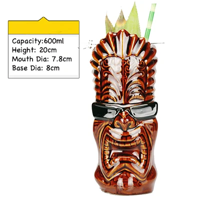 Hawaii-Themed Ceramic Tiki Beverage Mug
