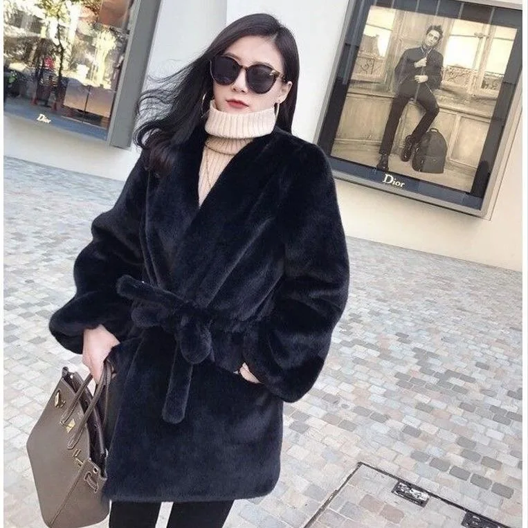 Женское пальто из искусственного меха, коллекция года, большие размеры, толстая теплая куртка, длинный рукав, искусственный мех, плюшевое пальто, зимнее пальто для женщин, casaco feminino