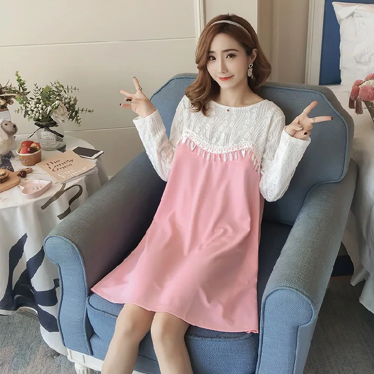 

Fashion Models 2018 New Style Fashion Mom Pregnancy Korean-style Tops Autumn Dress Maternity Clothes Nursing Dress
