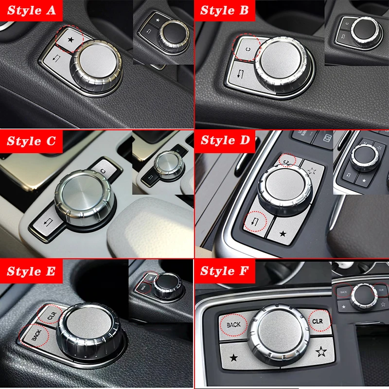 Auto Car Multimedia Button Decor Cover Silver For Mercedes Benz A B W212 GLK GLA Auto Car Multimedia Button Decor Cover Silver For Mercedes Benz A B W212 GLK GLA
