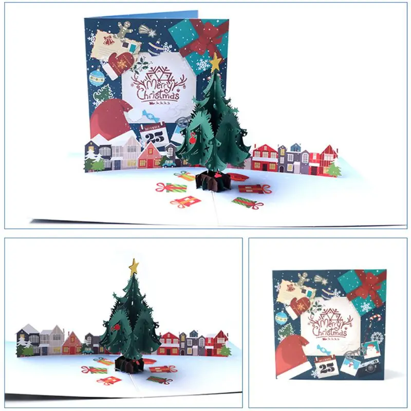  Christmas Tree 3D Pop Up Greeting Cards Wedding Birthday Holiday Postcard Invitations With Envelope - 4.00036E+12