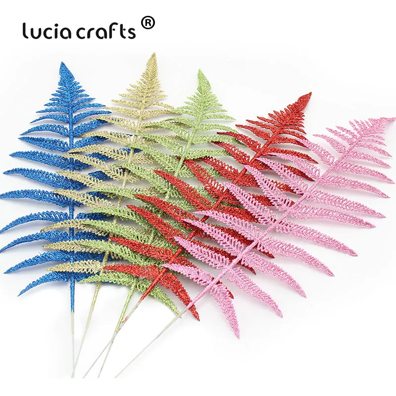 

1pcs Approx 42*15.5cm Artificial Glitter Fake Plastic Fern Leaves Flower DIY Home Christmas Birthday Wedding Floral Decorations