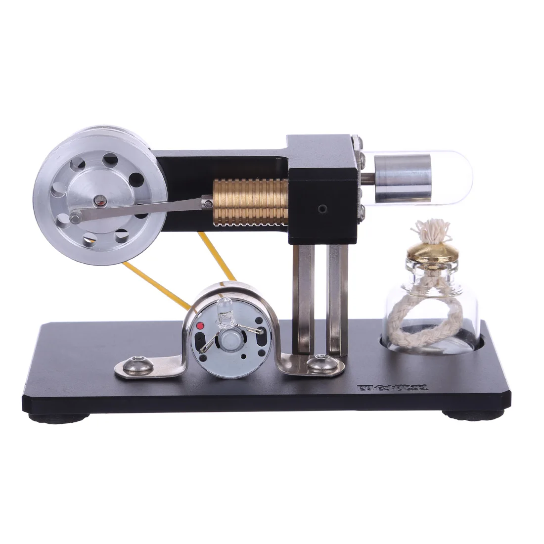 Micro Metal Stirling Engine Model With Brass Cylinder And Aluminum Alloy Holder - White/Balck