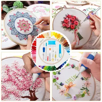 

50/100 Multicolor Embroidery Thread Magic Embroidery Pen Cross Stitch Threads Cotton Sewing Floss Skein Kit DIY Sewing Tools
