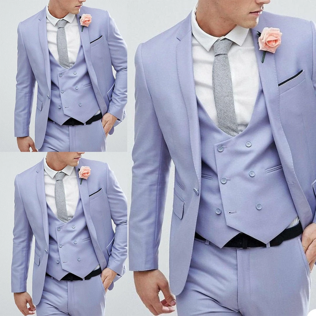 Classic Handsome Mens Pants Suits Casual 3 Pieces One Button Formal Party Made Vintage Grooms Tuxedos Blazer