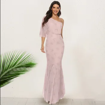 

BacklakeGirls 2019 New Style Sexy One Shoulder Half Sleeve Grace Mermaid Evening Dress Long Prom Dress Vestidos De Fiesta Largos