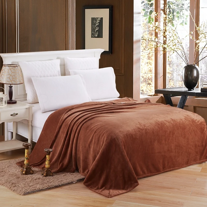 Yaapeet Light Thin Mechanical Wash Flannel Blankets Soft Warm Coral