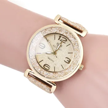 

Luxury Women Quartz Watch Fashion Crystal Stainless Steel Pointer Quartz Watch Leather Strap Analog Clock Watch Zegarek Damski