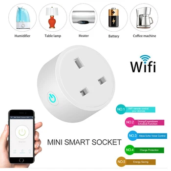

Smart Plug UK WiFi Socket 13A Timing APP Control Via iOS Android Phone Works With Alexa Google Home Mini Voice Control