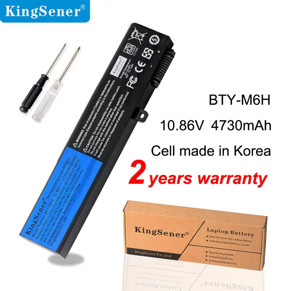 Baratos KingSener Corea celular BTY M6H batería para MSI GE62 GE72 GP62 GP72 GL62 GL72 GP62VR GP72VR PE60 PE70 MS 16J2 MS 16J3 MS 16GF