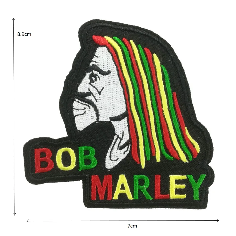 Боб Марли Регги СКА Ямайка вышитые Железные на патч сшить шляпа куртка жилет музыкальная группа, Рок Панк значок - Цвет: Серый цвет с красноватым отливом